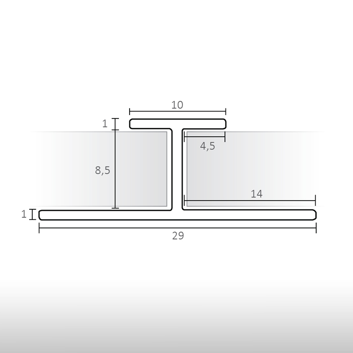 H Aluminum profile for decorative wall panels